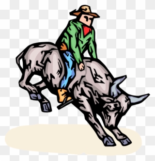 Vector Cowboy Bull Riding - Rodeo Clipart