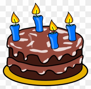 Birthday Cake Four Candles Clip Art - Birthday Cake Clip Art - Png Download