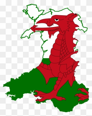 Open - Flag Map Of Wales Clipart