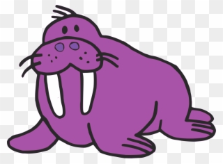 Walrus Sea Lion Drawing Clip Art - Purple Walrus - Png Download