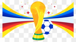 World Football Cup Background With Trophy And Ball - Vector World Cup Png Clipart