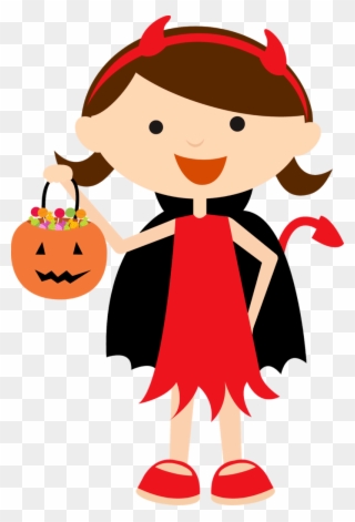 Trick Or Treat Sign - Cute Halloween Girl Clipart - Png Download