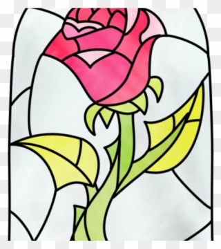 Stained Glass Clipart Cartoon - Beauty And The Beast Flower Drawing - Png Download
