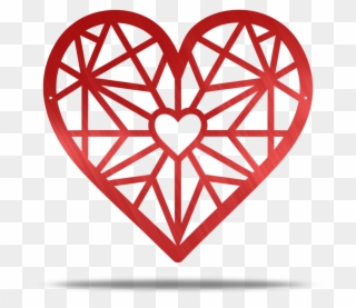 Geometric Heart Metal Wall Decor - Rose Window Design Pattern Clipart