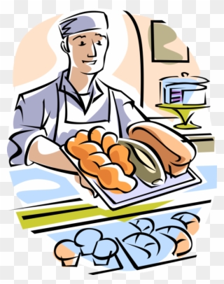 Vector Illustration Of Retail Baker In Bakery Bakes - Baker Clipart - Png Download