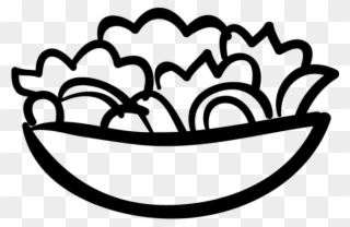 Salad Clipart Icon - Clipart Black And White A Bowl Of Salad - Png Download