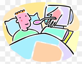 Vector Illustration Of Hospital Patient In Bed Receives Clipart