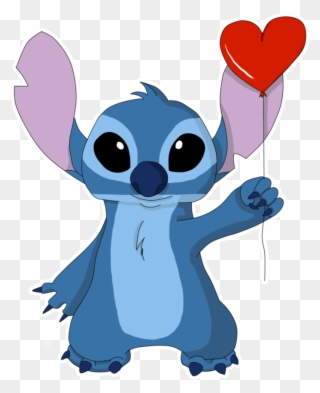 Stitch Holding Heart Balloon - Stitch Holding A Flower Clipart