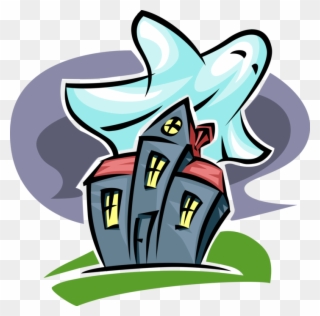 Vector Illustration Of Halloween Haunted House And - Clipart Cartoon Haunted Houses - Png Download