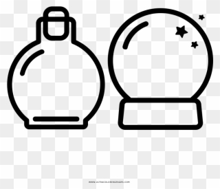 Potion And Crystal Ball Coloring Page - Gypsy Icon Clipart