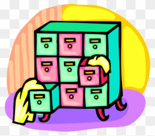 Vector Illustration Of Filing Cabinet Office Furniture Clipart