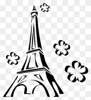Tour Eiffel Entouree De Fleurs Ambiance Sticker Sb - Eiffel Tower Sketch Png Clipart