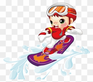 Cartoon Illustration Surfing Boys - Cute Cartoon Characters Clipart