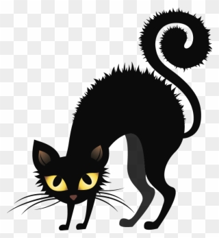 Bristling Black Cats - Black Cat Halloween Clipart - Png Download