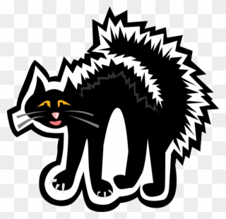 Vector Illustration Of Halloween Black Cat Associated - Black Cat Clipart
