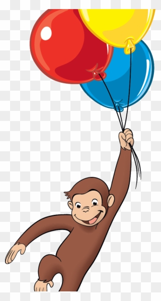 Curious George In The Cap Coloring Pages For Kids Printable - Jorge El Curioso Con Globos Clipart