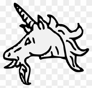 Unicorn's Head Couped Close - Illustration Clipart