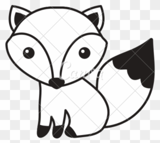 Drawn Fox Black And White - Fox Head Drawing Cute Clipart