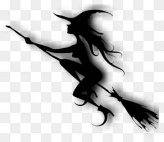 Transparent Png Witch On A Broom Silhouette , Png Download - Sexy Witch Halloween Silhouette Clipart