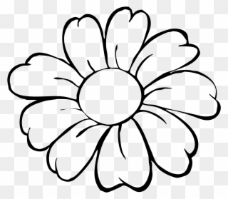 Flower Pot Bw Outline Clip Art - Easy Simple Flower Drawing - Png Download
