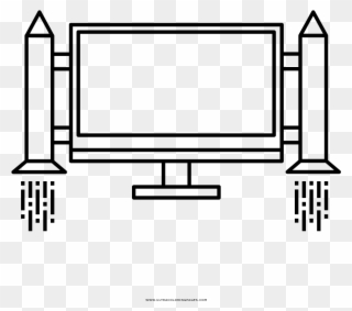 Computer Monitor Launch Coloring Page - Line Art Clipart