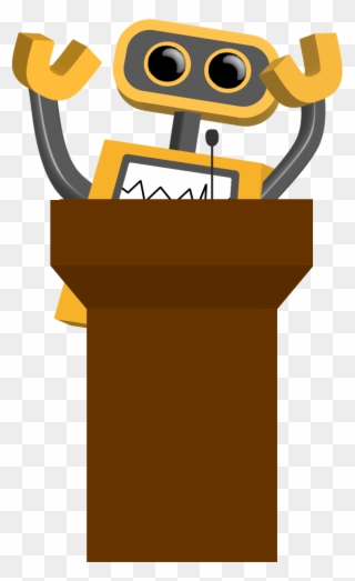 At The Podium - Transparent Background Robot Png Clipart