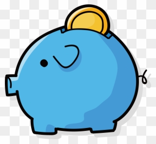 Piggy Bank Coin Clip Art - Piggy Bank Blue Cartoon - Png Download