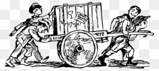 Cart Carrying A Crate Black White Line Art 999px 155 - Man Pushing Cart Drawing Clipart