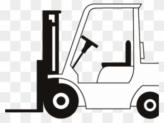 Drawn Truck Fork Lift - Forklift Clipart Black And White - Png Download