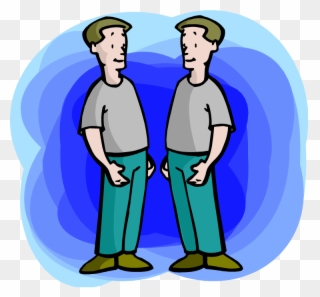 For A Brief Moment, I Had A Brother - Two Male Twins Looking At Each Other Clipart