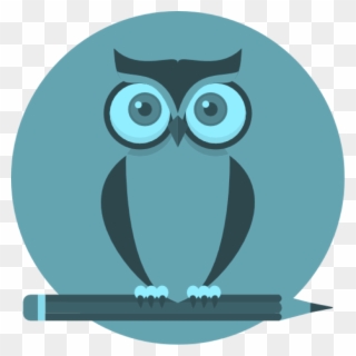 Owl With Pencil Teal Mono - Teacher Owl Icon Clipart