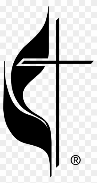 Cross And Flame Bw - United Methodist Church Logo Clipart
