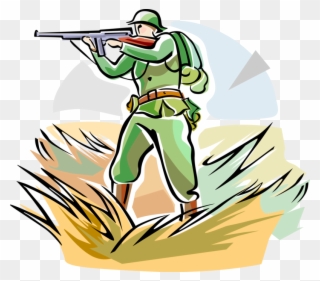 Vector Illustration Of World War One Wwi Soldier With - Ww1 Soldier With Gun Clipart