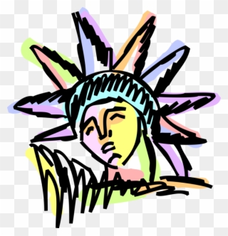 Vector Illustration Of Statue Of Liberty Colossal Neoclassical Clipart