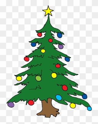 Clipart Of Santa, Oregon And Mas - Christmas Tree In Drawing - Png Download
