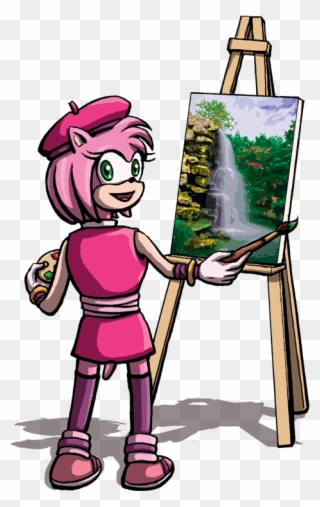Easel Clipart Person Painting - Sonic Boom Amy Butt - Png Download