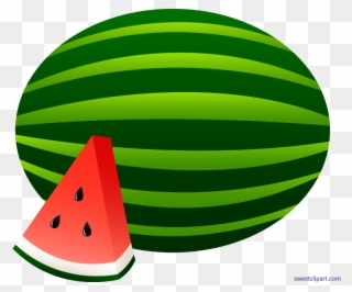 Watermelon Whole Slice Clip Art Clipart - Fruits Flashcards Free Download - Png Download