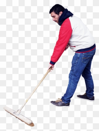 Sweeping Standing - Person Sweeping Png Clipart