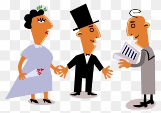 Vector Illustration Of Wedding Ceremony Bride And Groom - Getting Married Clipart