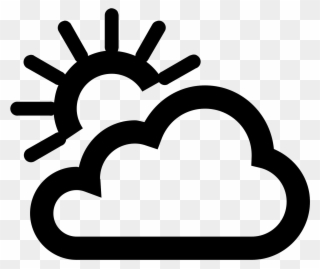 This Is A Picture Of A Cloud With A Sun Coming - Weather Icon Black And White Clipart