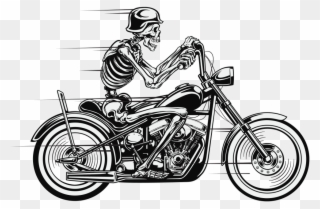 Skeleton Bike Biker Bikeride Skelett Motorbike Motorrad - Skull And Motorcycle Clipart