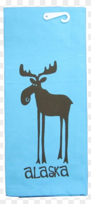 Blue Leggy Moose Dish Towel - Elk Clipart