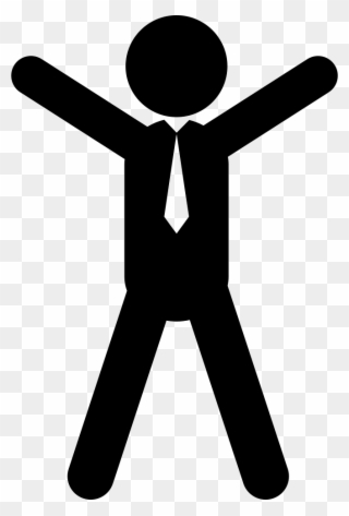 Standing Man With Tie With Opened Arms And Legs Comments Clipart