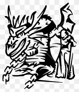 Dragon With Knight - Illustration Clipart