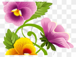 Pansy Clipart Floral Frame - Flower Corner Border Design - Png Download