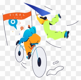 A Man On A Bicycle And A Girl On A Hang-glider Rush Clipart