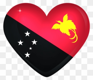 Free Png Download Papua New Guinea Large Heart Flag - Papua New Guinea Color Clipart