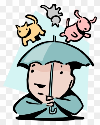 Vector Illustration Of Raining Cats And Dogs Idiom - Idioms Examples Raining Cats And Dogs Clipart
