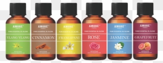Amore 6-piece Aromatherapy Therapeutic Grade Essential - Glass Bottle Clipart