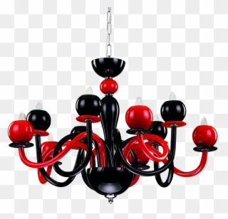 Charming Red And Black Chandelier With 10 Lights - Chandelier Clipart